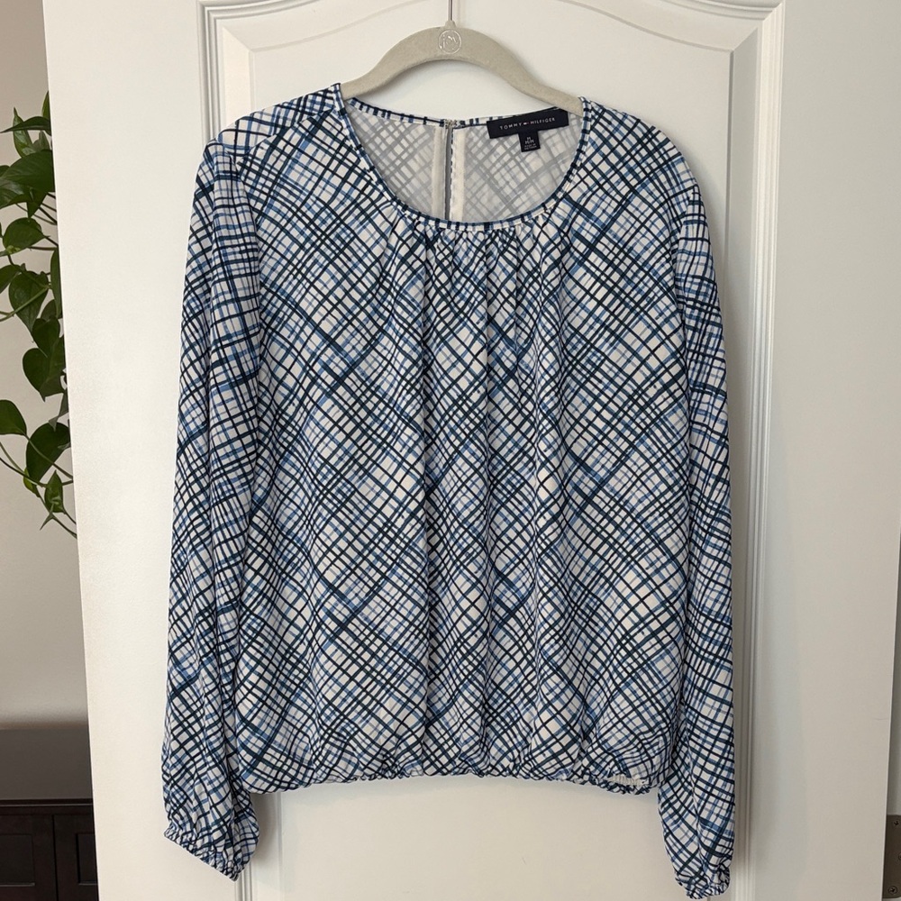 TOMMY HILFIGER no-tuck elastic waist blouse